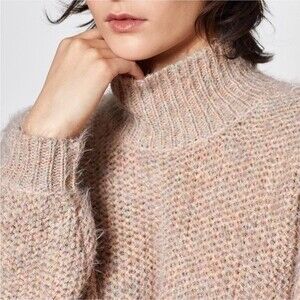Joie Markita Sweater Funnel Neck Eyelash Pink Blush Neutral Alpaca Blend S